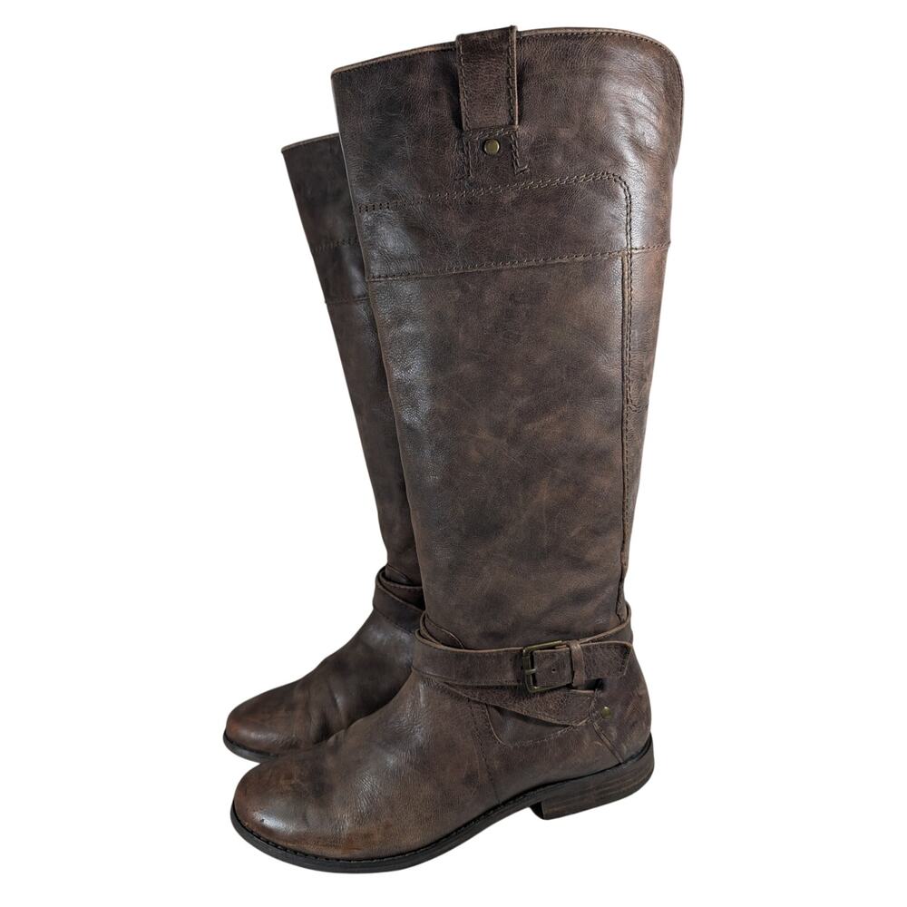 Marc Fisher! Fawn Brown Genuine Leather Distressed Ankle Strap, Zip Boots! 9.5m